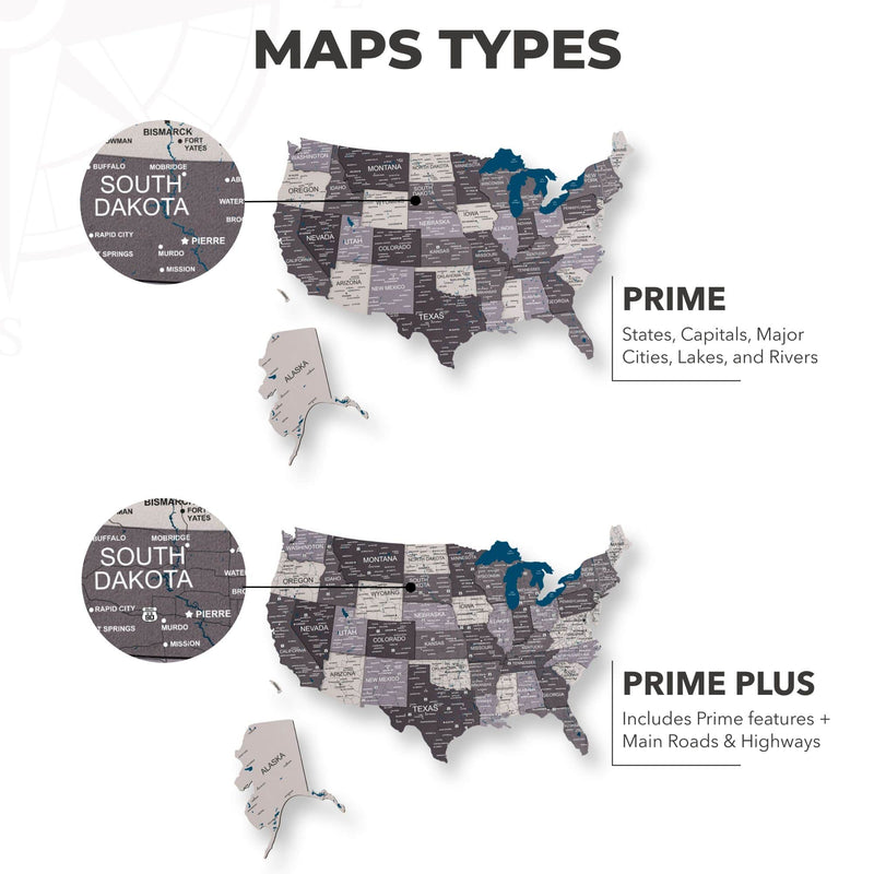 Wooden 3d LED Map of USA - Nordik - Renee Lane Company