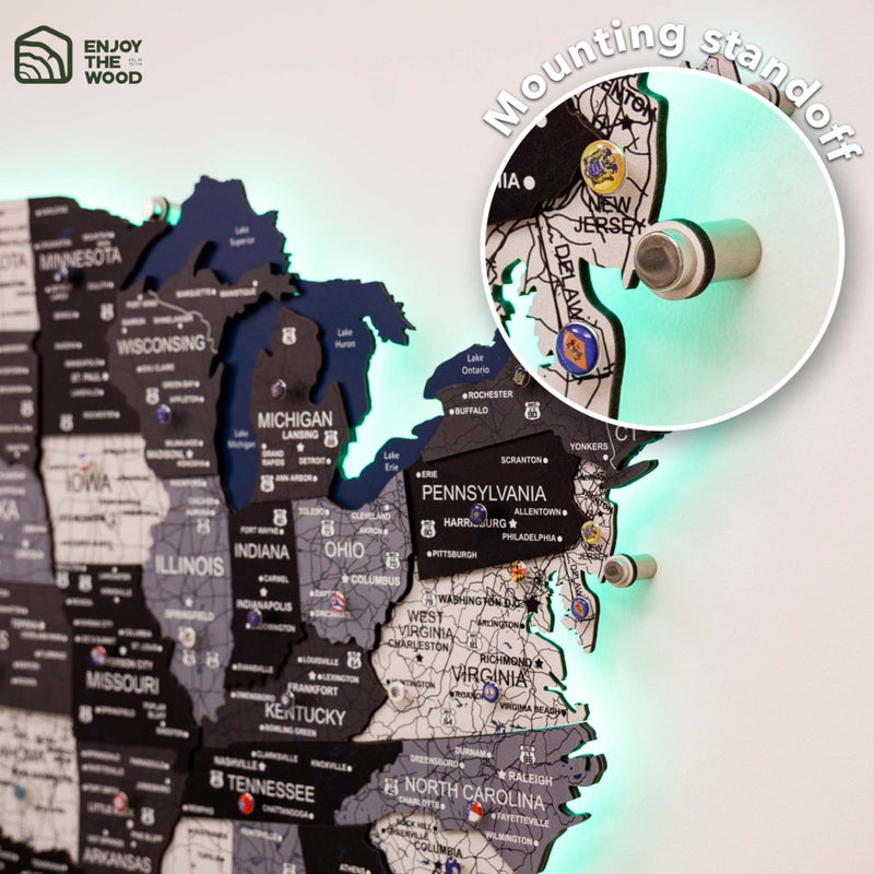 Wooden 3d LED Map of USA - Nordik - Renee Lane Company