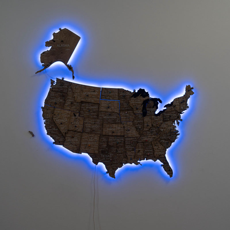 Wooden 3d LED Map of USA - Terra - Renee Lane Company