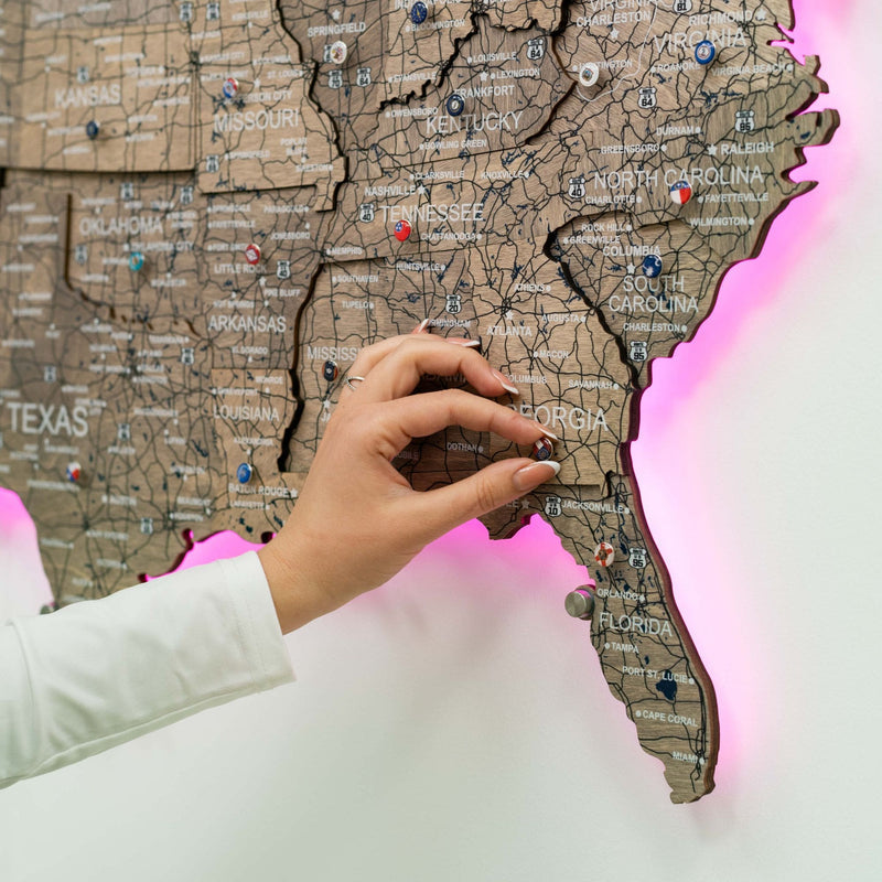 Wooden 3d LED Map of USA - Terra - Renee Lane Company