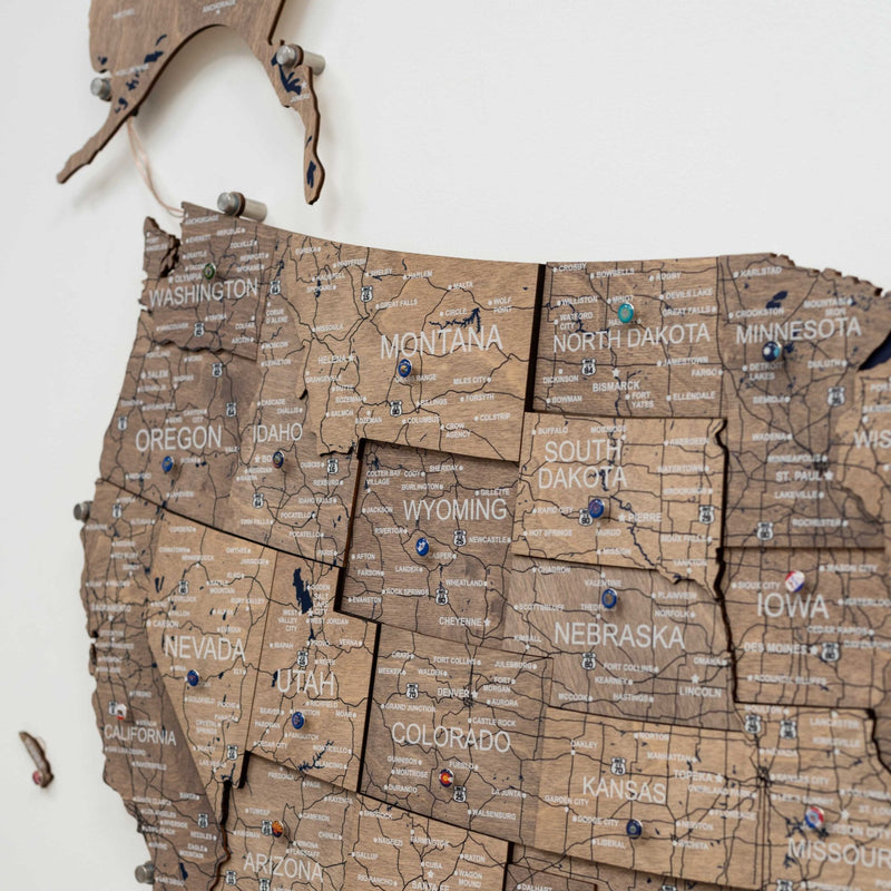 Wooden 3d LED Map of USA - Terra - Renee Lane Company