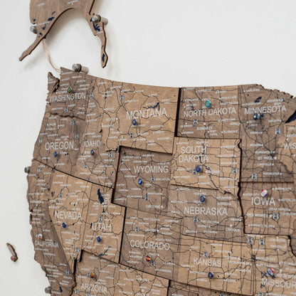 Wooden 3d LED Map of USA - Terra - Renee Lane Company
