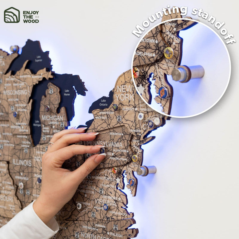 Wooden 3d LED Map of USA - Terra - Renee Lane Company