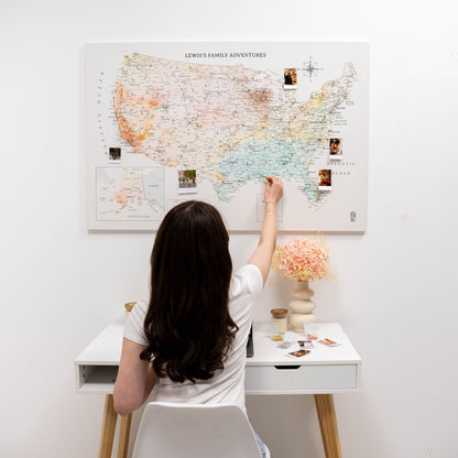 Wooden Canvas USA Map -  Colorful - Renee Lane Company