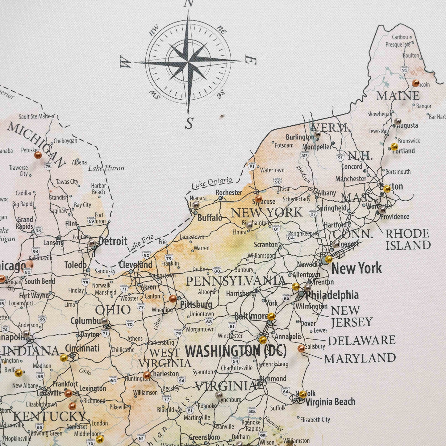 Wooden Canvas USA Map -  Colorful - Renee Lane Company