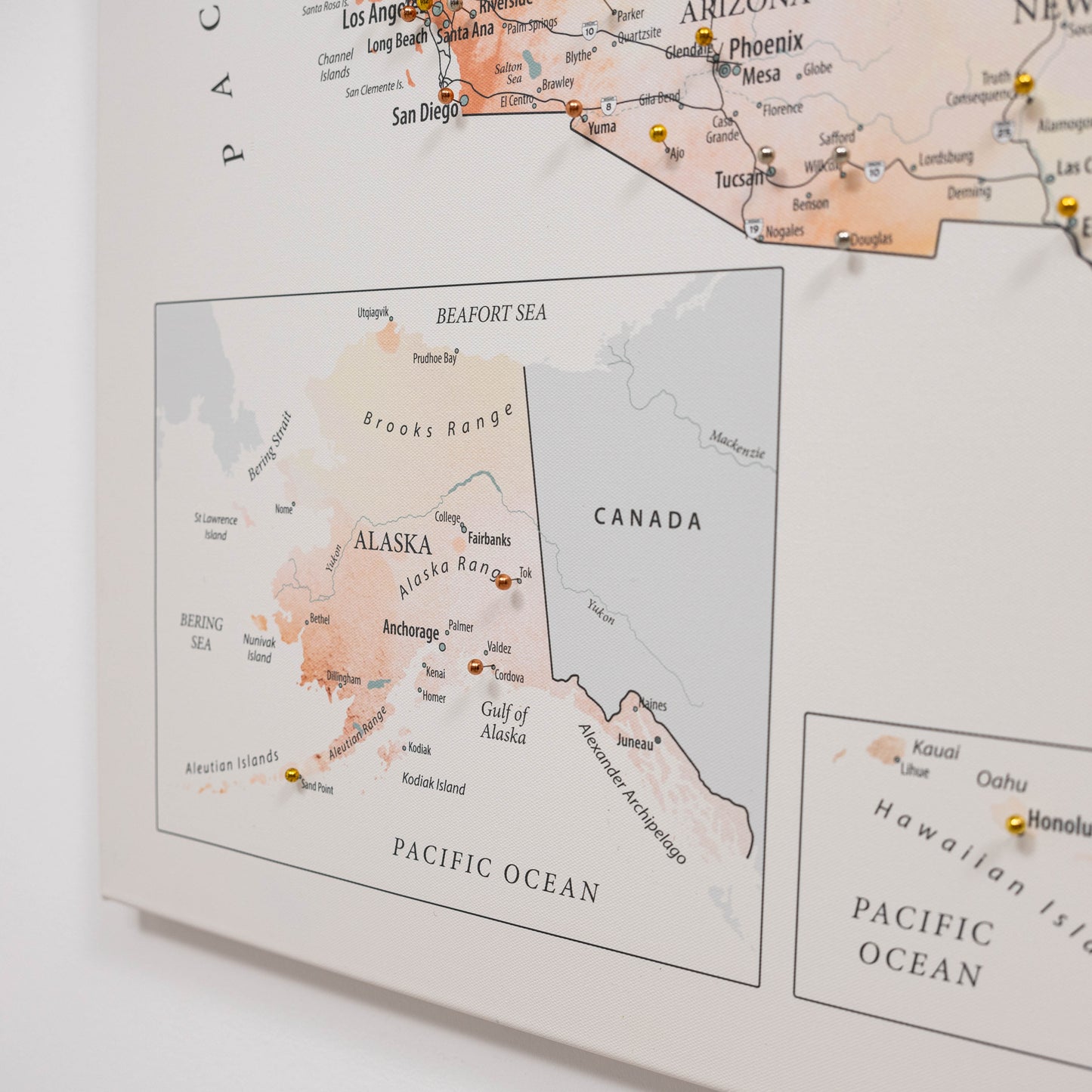 Wooden Canvas USA Map -  Colorful - Renee Lane Company