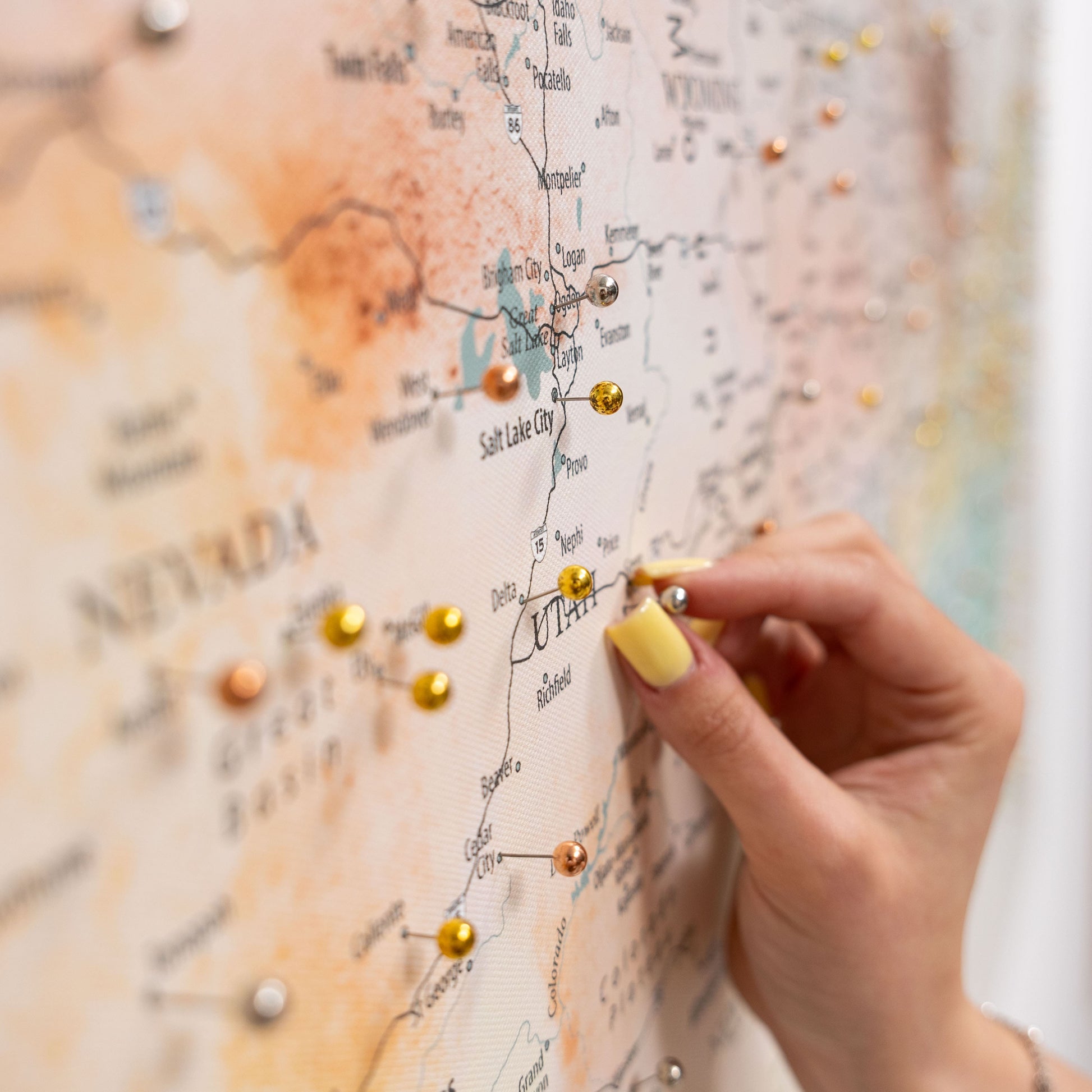 Wooden Canvas USA Map -  Colorful - Renee Lane Company