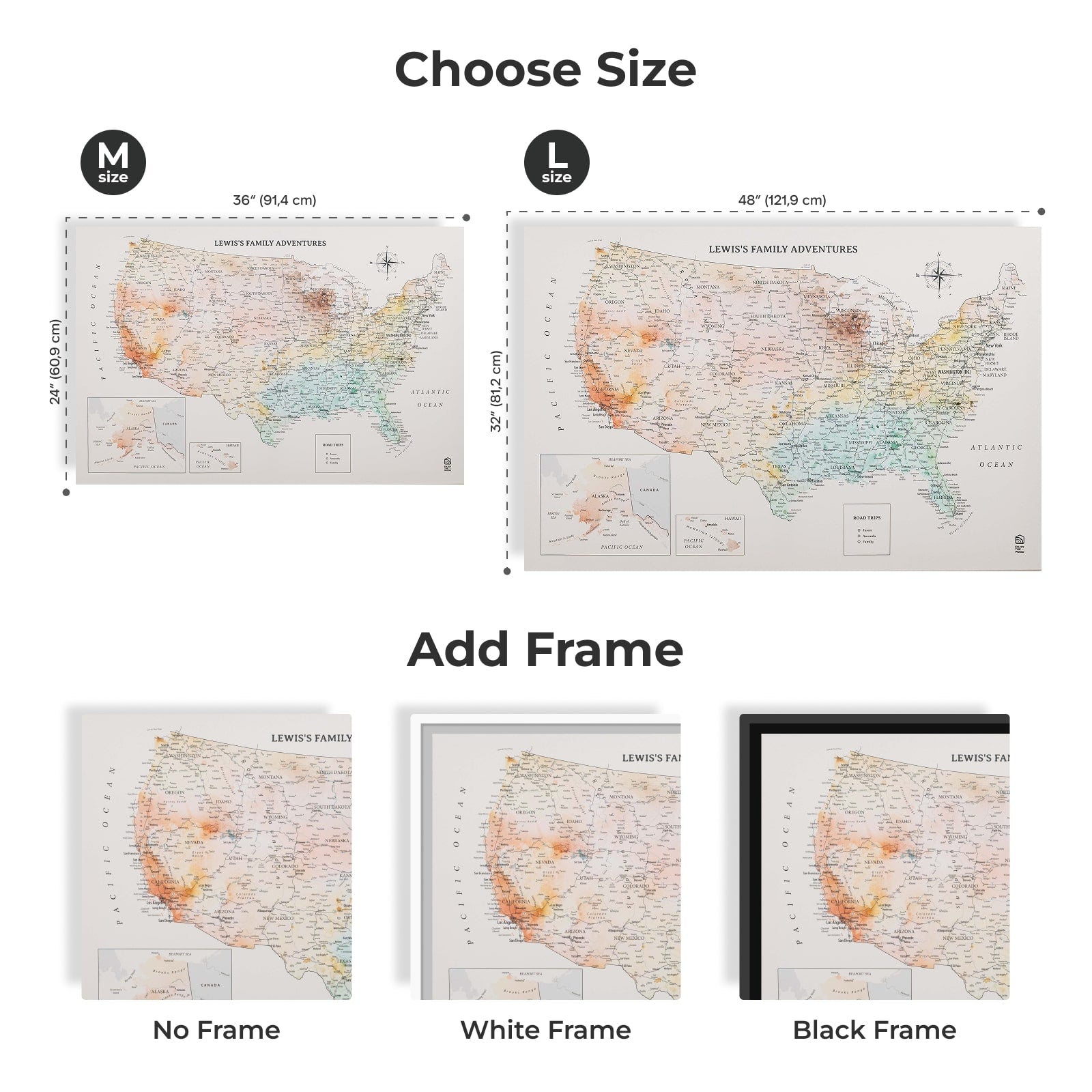 Wooden Canvas USA Map -  Colorful - Renee Lane Company