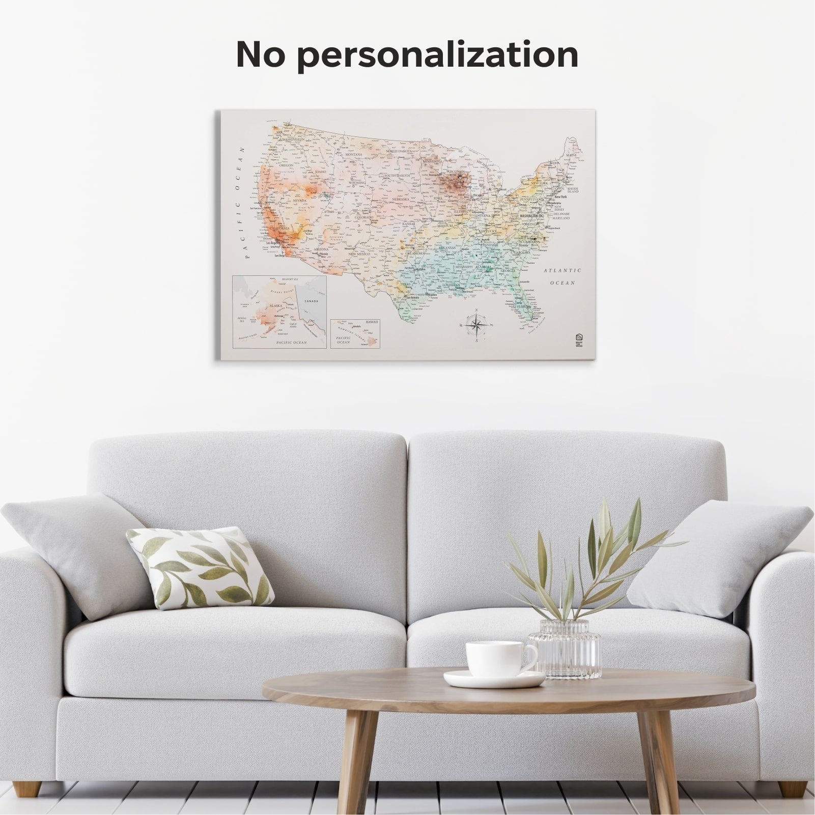 Wooden Canvas USA Map -  Colorful - Renee Lane Company