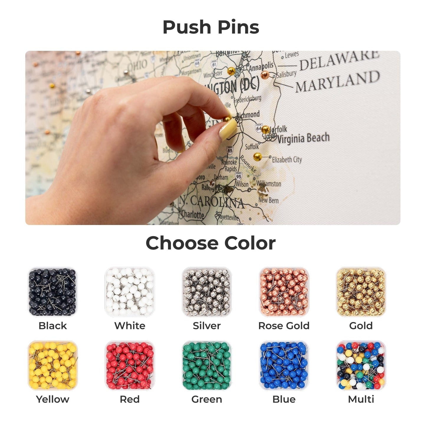 Wooden Canvas USA Map -  Colorful - Renee Lane Company