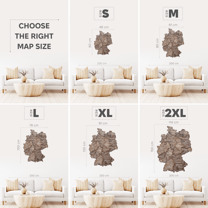 3D Germany Wooden Map Dark Walnut