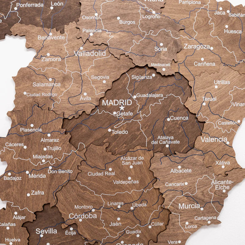 Wooden Map of Spain – Dark Walnut - Renee Lane Company