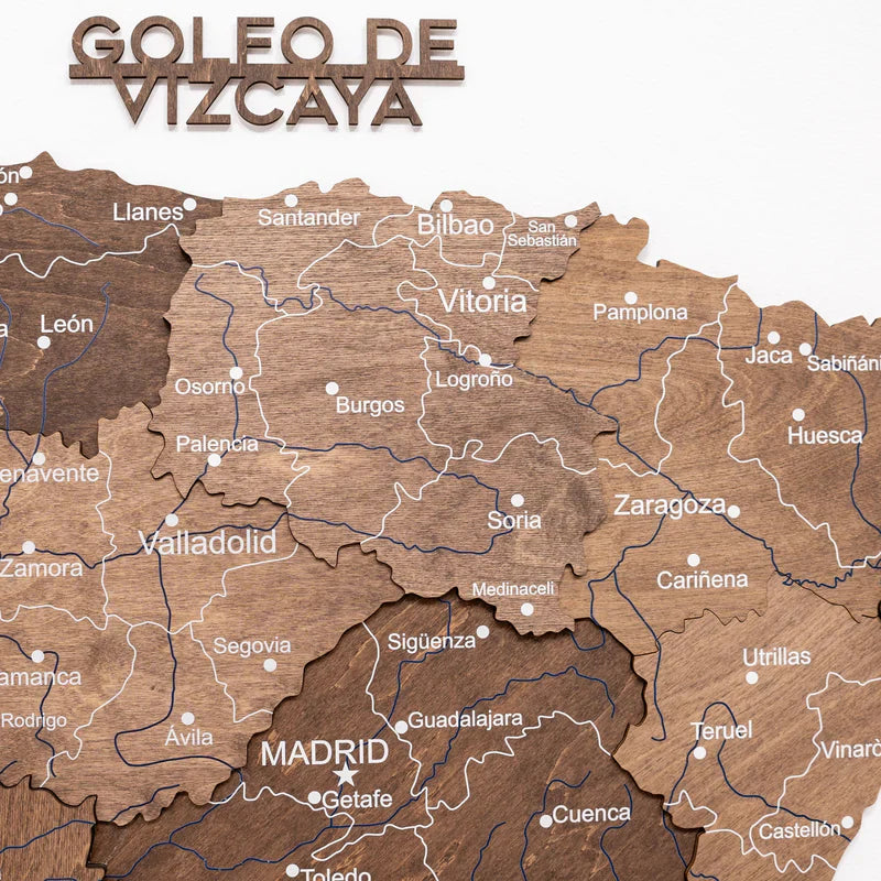 Wooden Map of Spain – Dark Walnut - Renee Lane Company