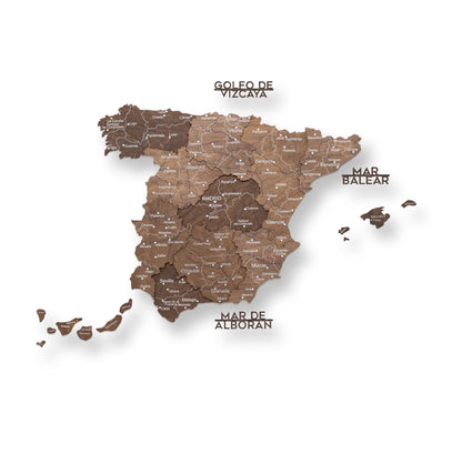 Wooden Map of Spain – Dark Walnut - Renee Lane Company