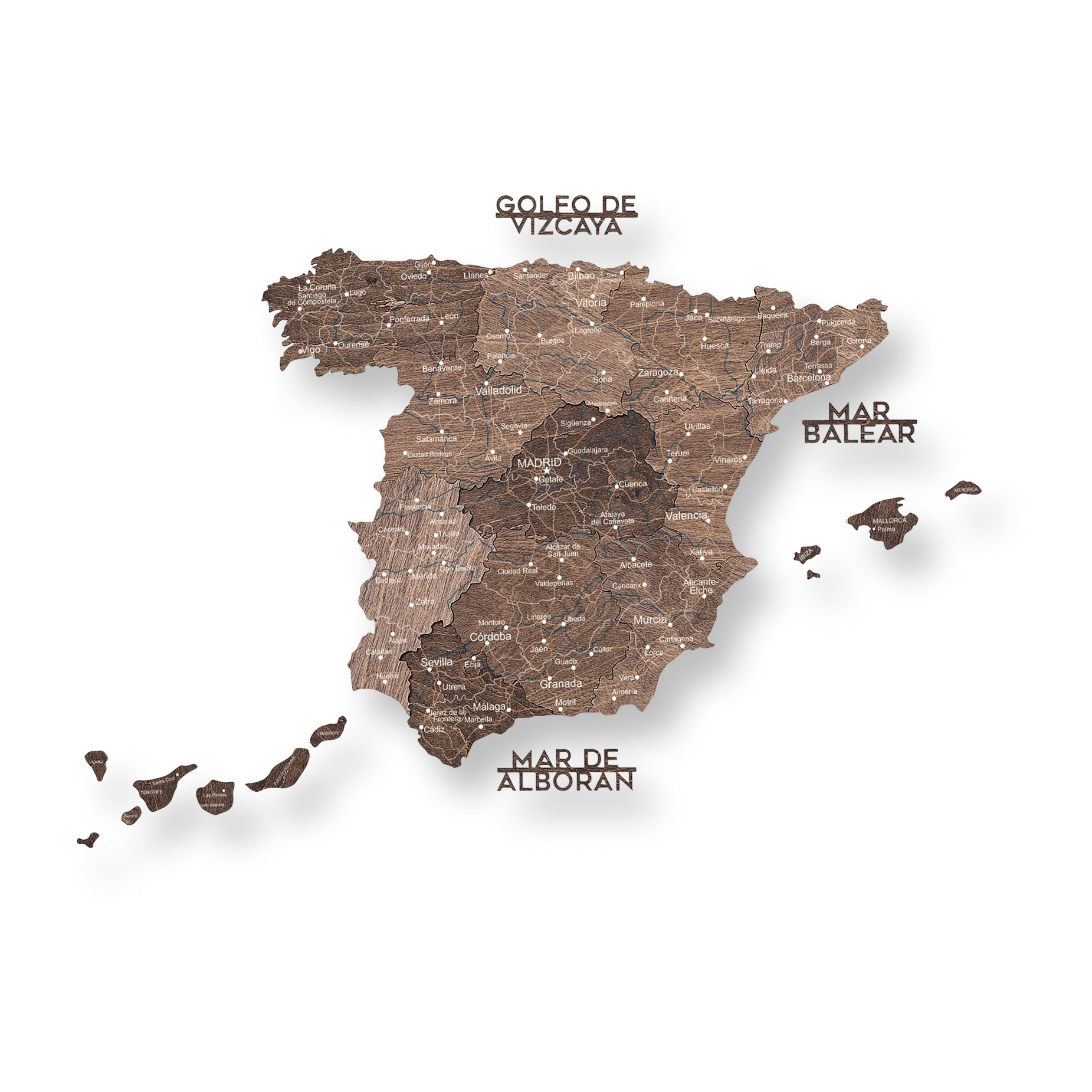 Wooden Map of Spain – Dark Walnut - Renee Lane Company