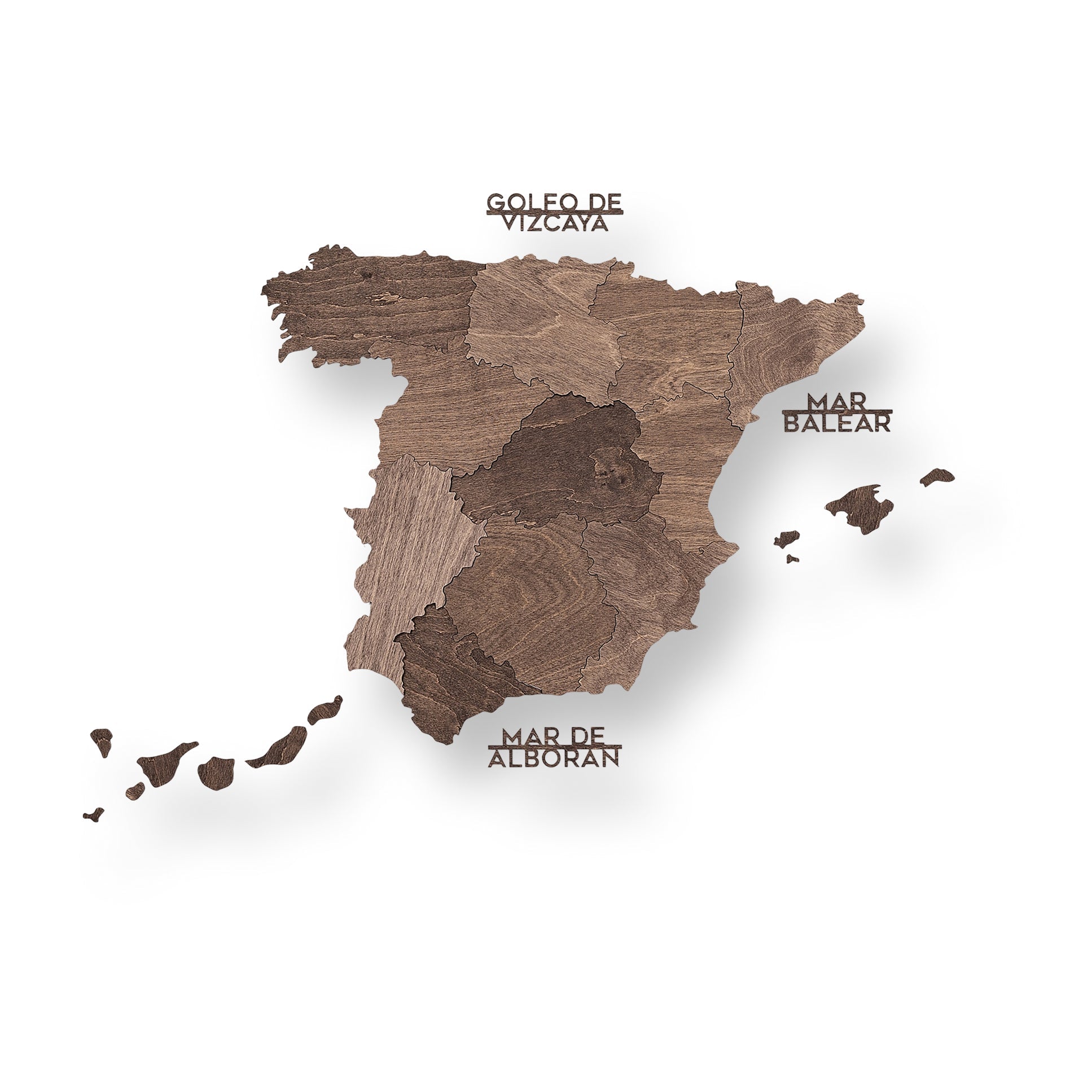 Wooden Map of Spain – Dark Walnut - Renee Lane Company