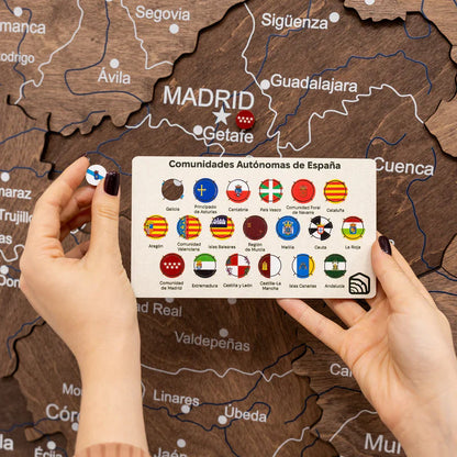Wooden Map of Spain – Dark Walnut - Renee Lane Company