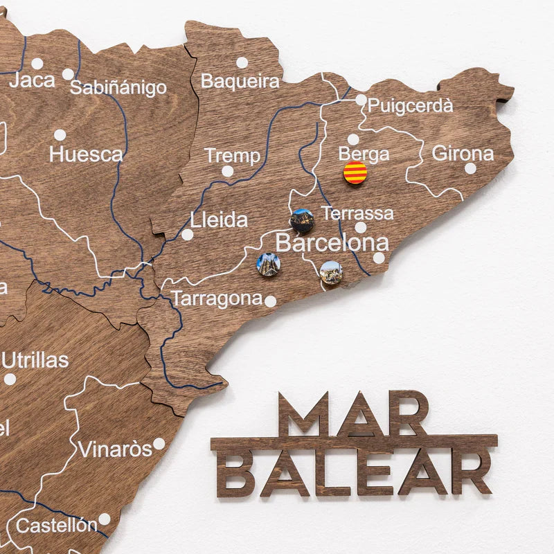 Wooden Map of Spain – Dark Walnut - Renee Lane Company