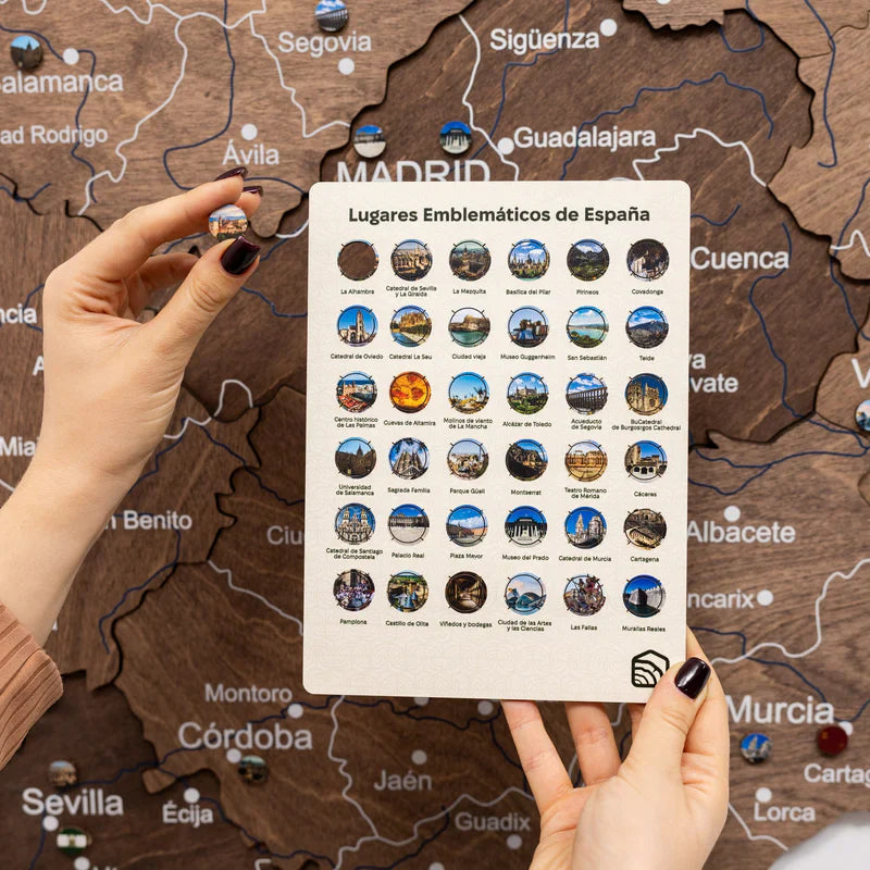 Wooden Map of Spain – Dark Walnut - Renee Lane Company