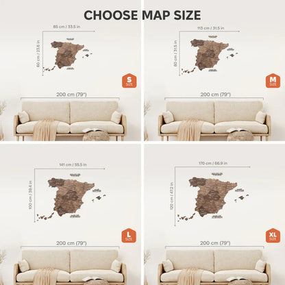 Wooden Map of Spain – Dark Walnut - Renee Lane Company