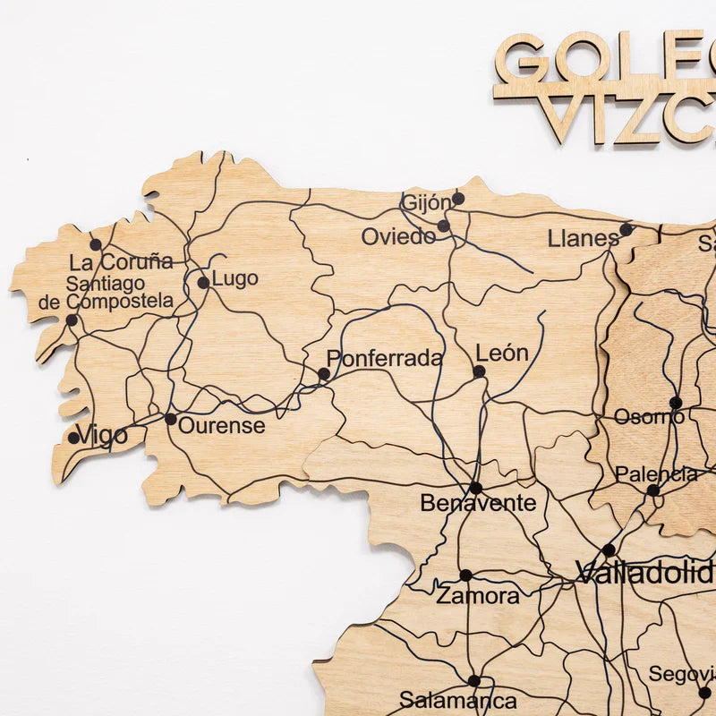 Wooden Map of Spain – Gold - Renee Lane Company