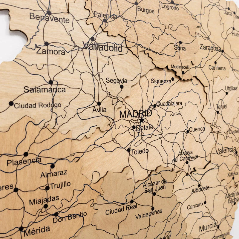 Wooden Map of Spain – Gold - Renee Lane Company