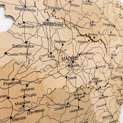 Wooden Map of Spain – Gold - Renee Lane Company