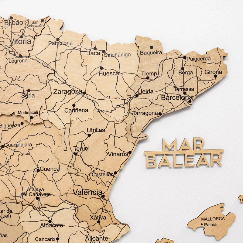Wooden Map of Spain – Gold - Renee Lane Company