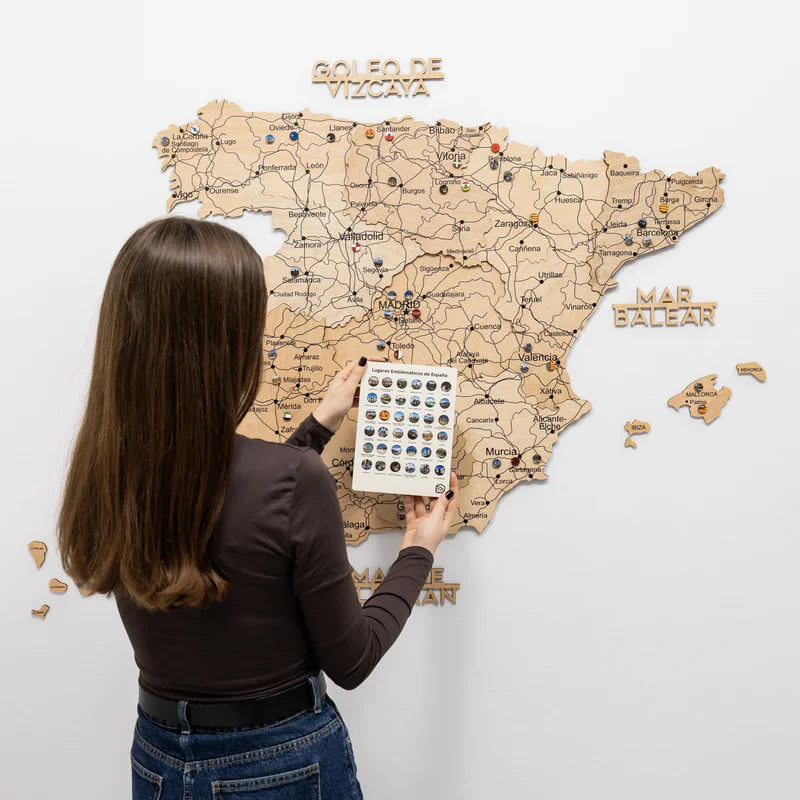 Wooden Map of Spain – Gold - Renee Lane Company