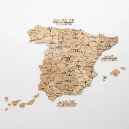 Wooden Map of Spain – Gold - Renee Lane Company