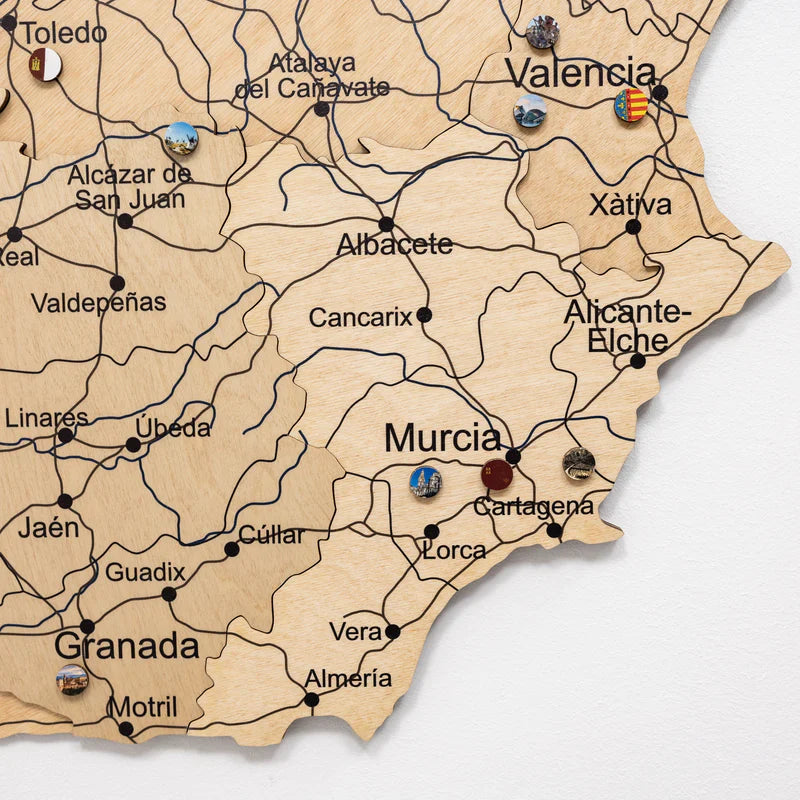 Wooden Map of Spain – Gold - Renee Lane Company