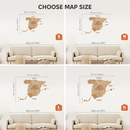 Wooden Map of Spain – Gold - Renee Lane Company