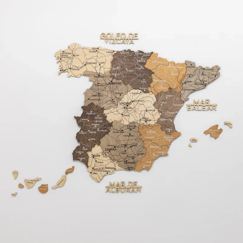 Wooden Map of Spain – Multicolor - Renee Lane Company