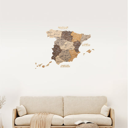 Wooden Map of Spain – Multicolor - Renee Lane Company