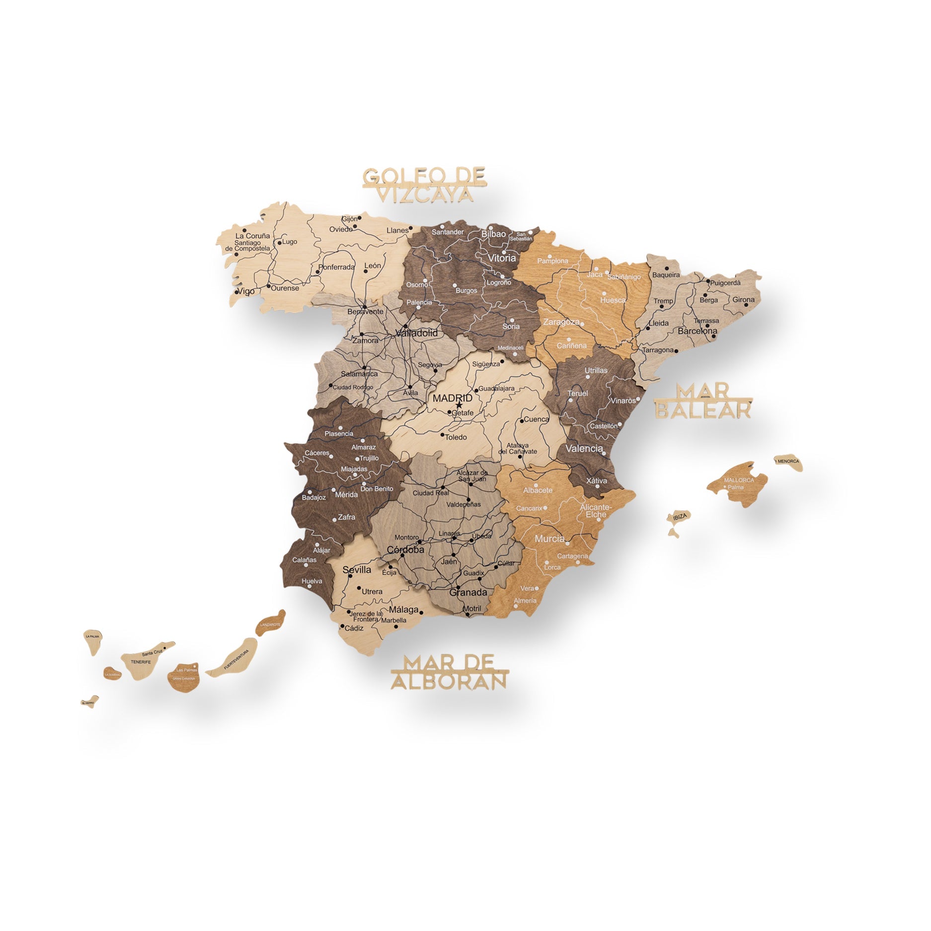 Wooden Map of Spain – Multicolor - Renee Lane Company