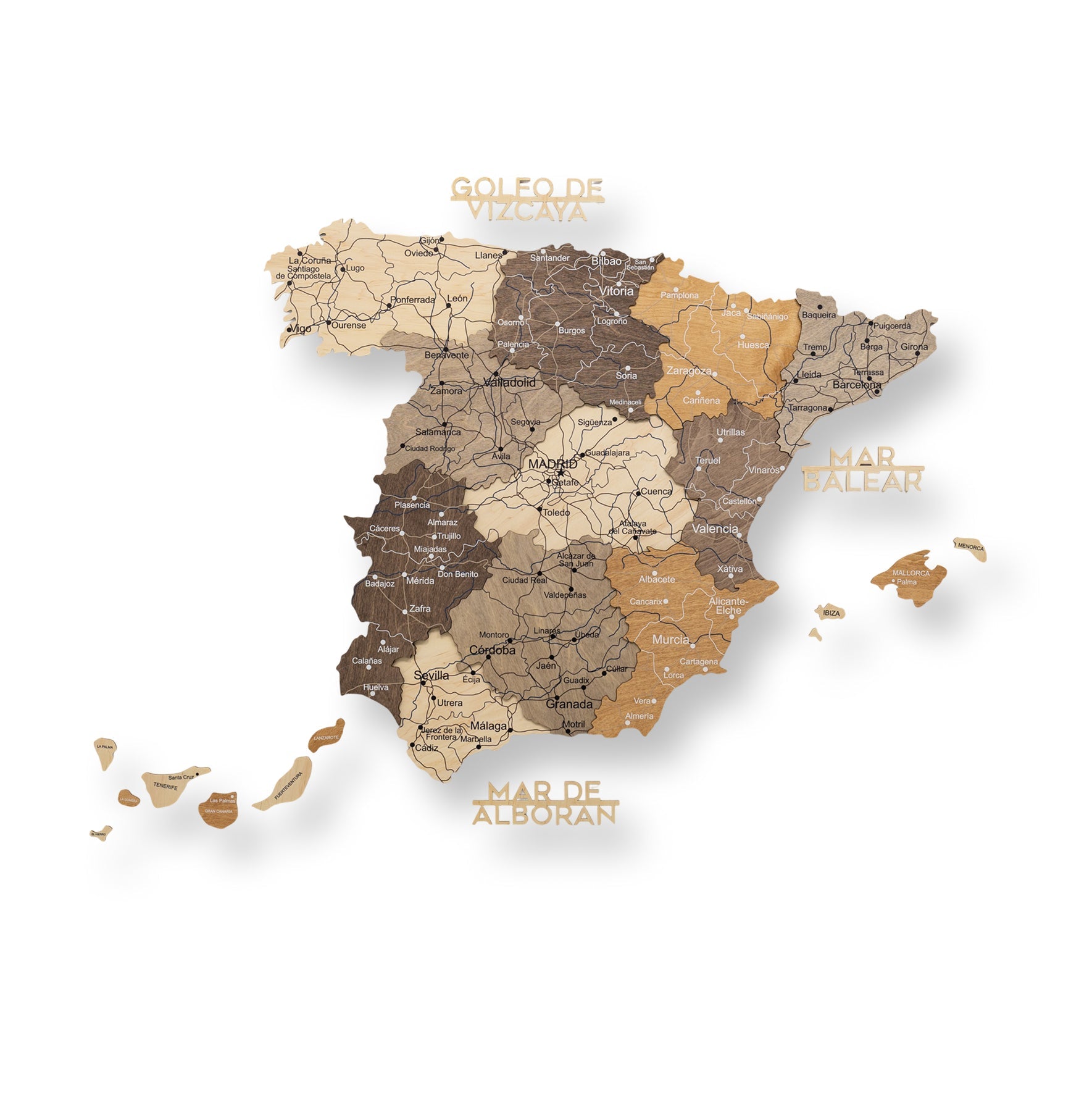 Wooden Map of Spain – Multicolor - Renee Lane Company