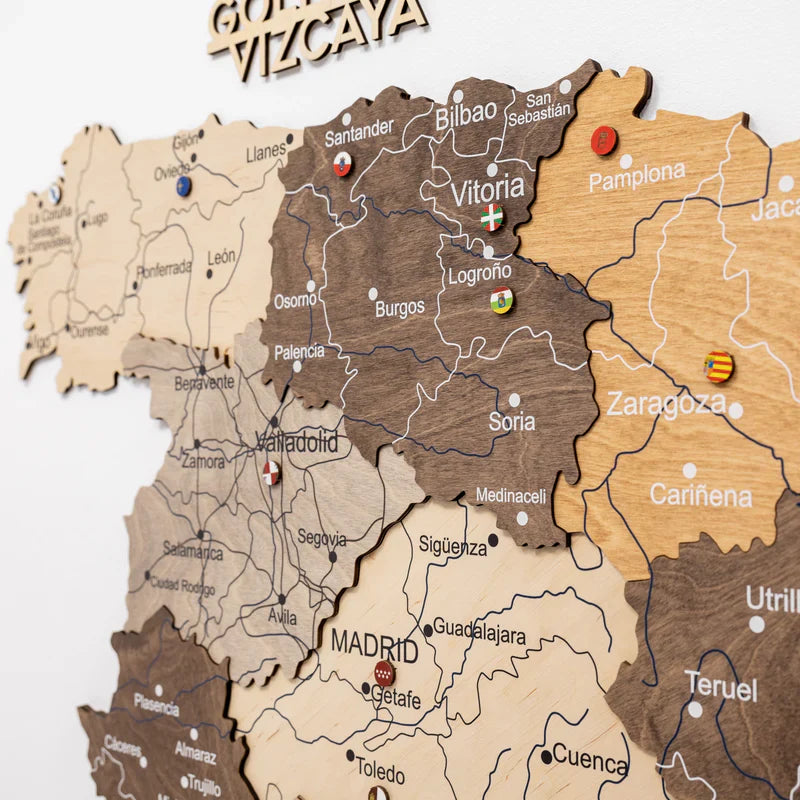 Wooden Map of Spain – Multicolor - Renee Lane Company