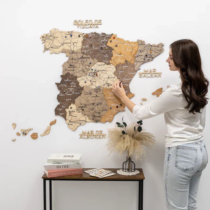 Wooden Map of Spain – Multicolor - Renee Lane Company