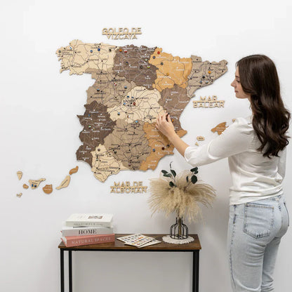 Wooden Map of Spain – Multicolor - Renee Lane Company