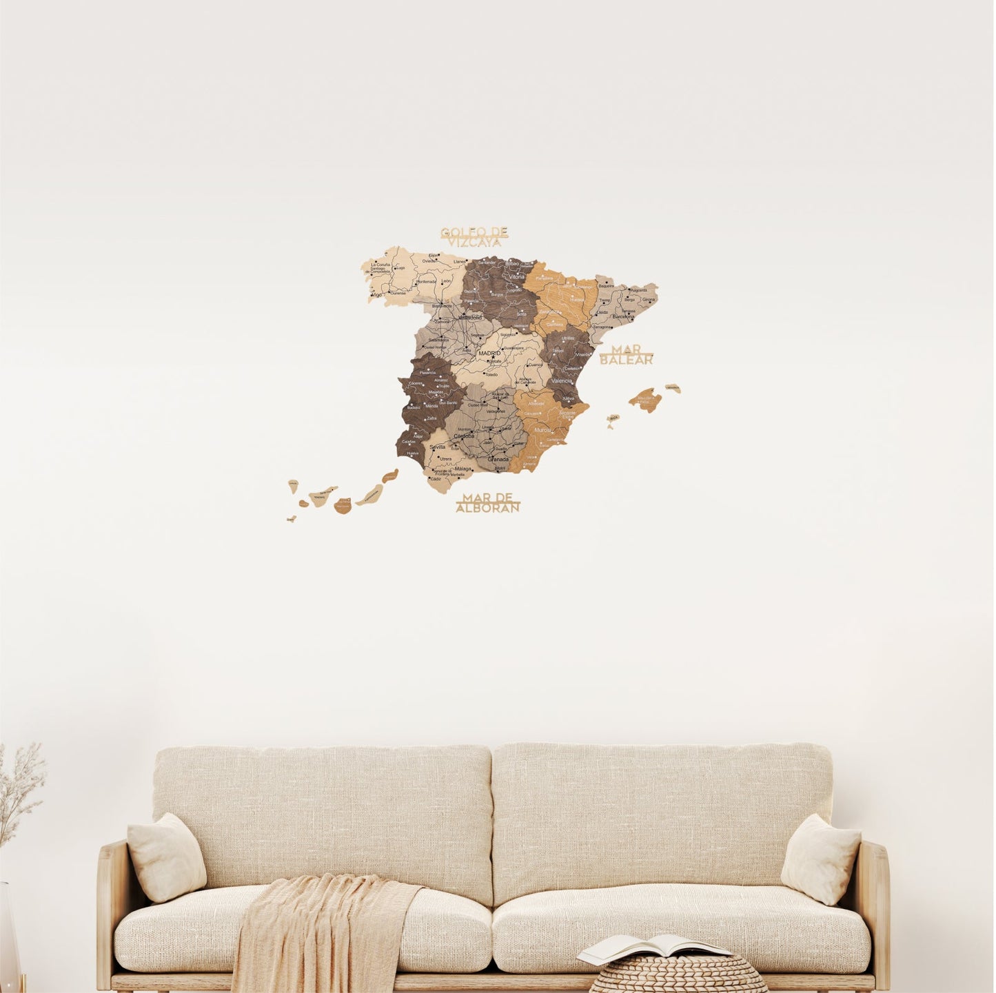Wooden Map of Spain – Multicolor - Renee Lane Company