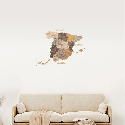 Wooden Map of Spain – Multicolor - Renee Lane Company