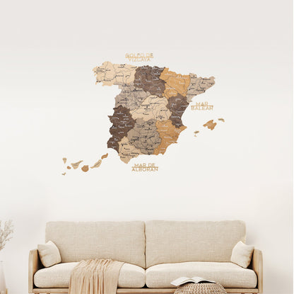 Wooden Map of Spain – Multicolor - Renee Lane Company