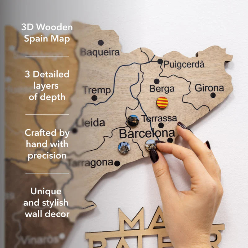 Wooden Map of Spain – Multicolor - Renee Lane Company