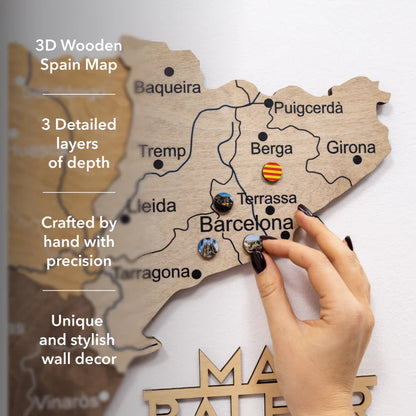 Wooden Map of Spain – Multicolor - Renee Lane Company