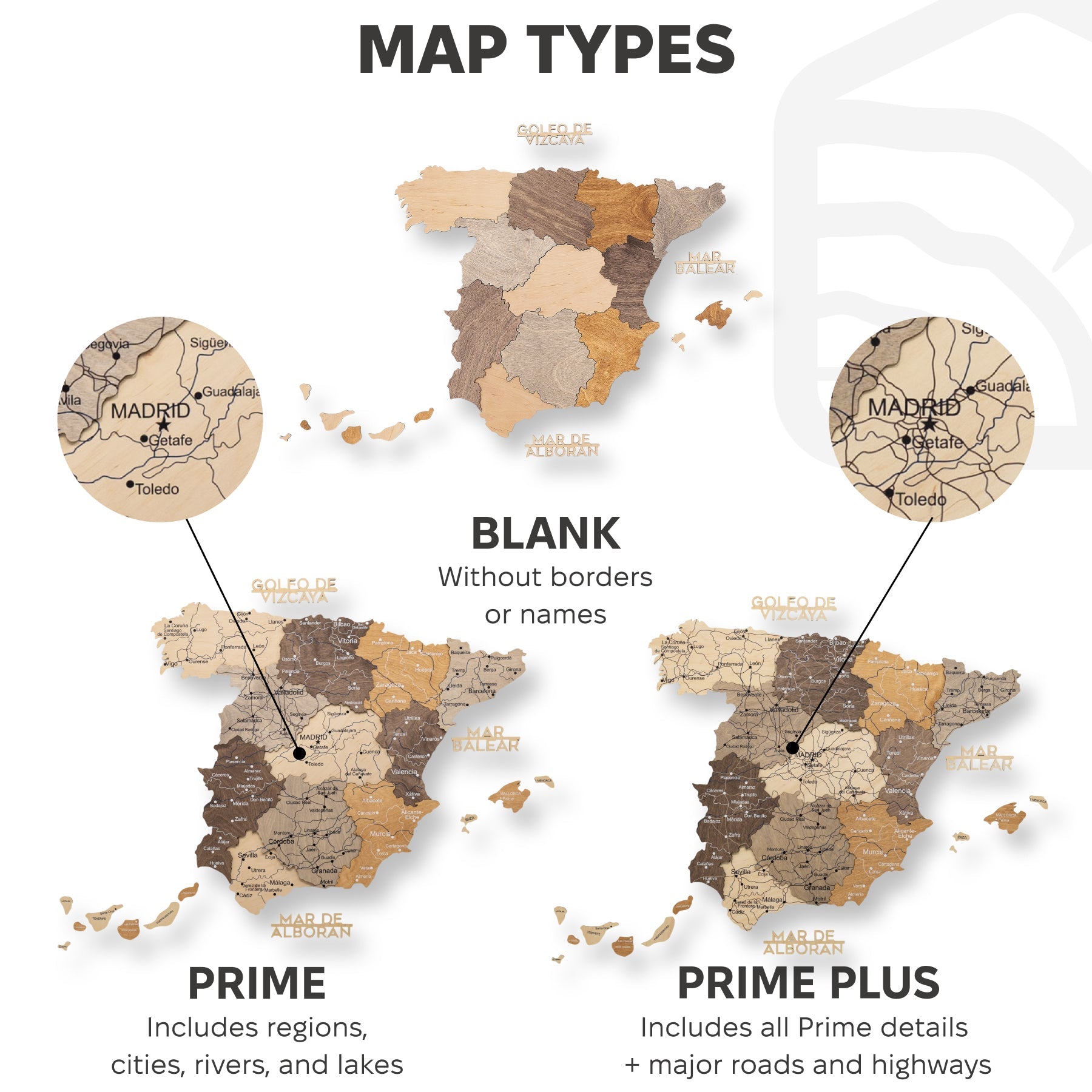 Wooden Map of Spain – Multicolor - Renee Lane Company