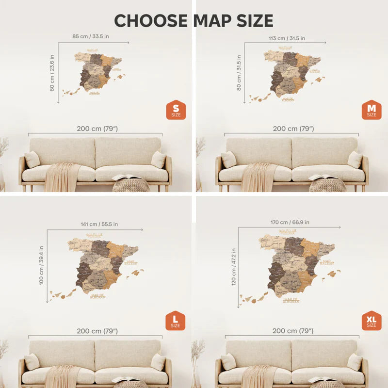 Wooden Map of Spain – Multicolor - Renee Lane Company