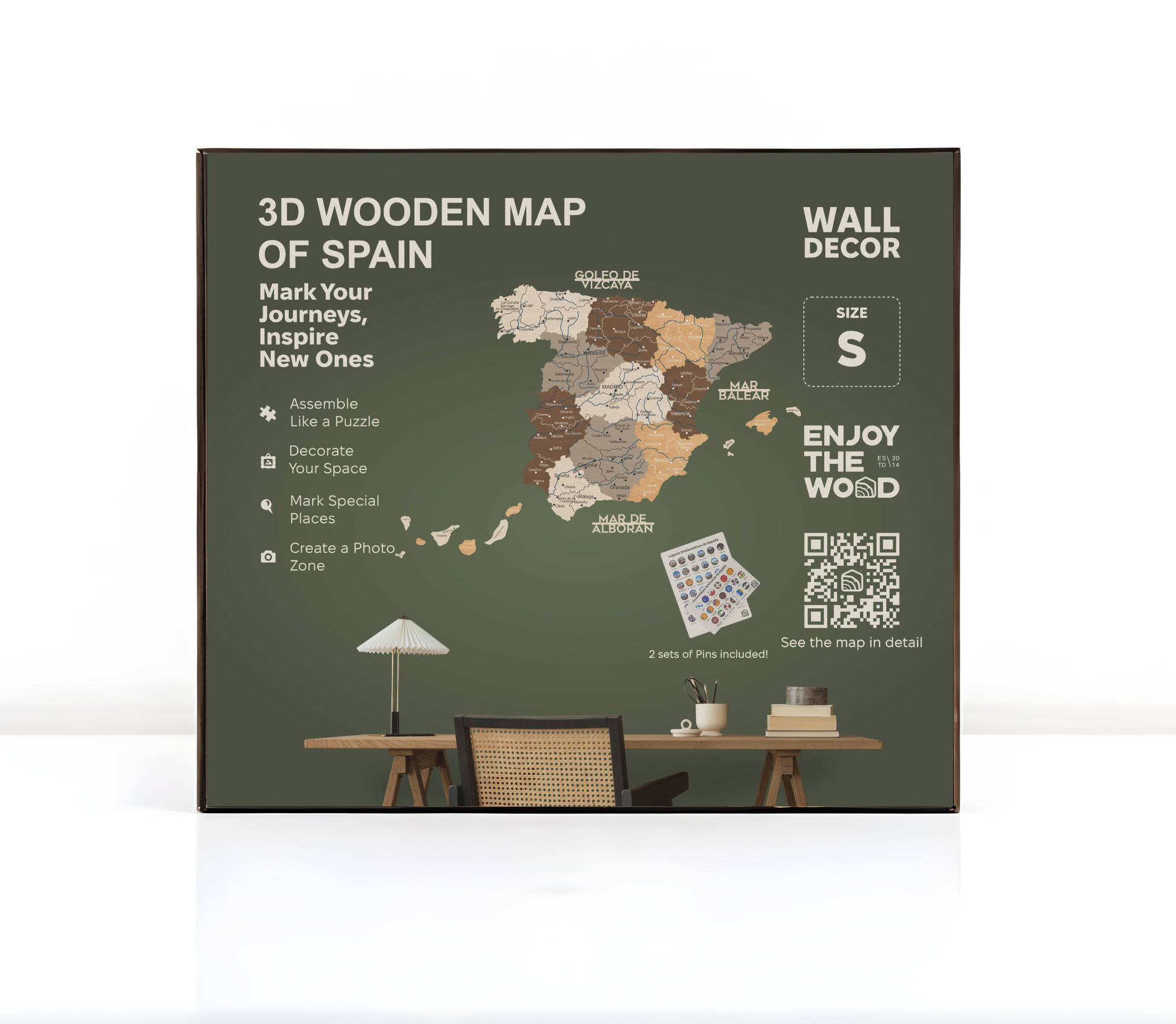 Wooden Map of Spain – Multicolor - Renee Lane Company