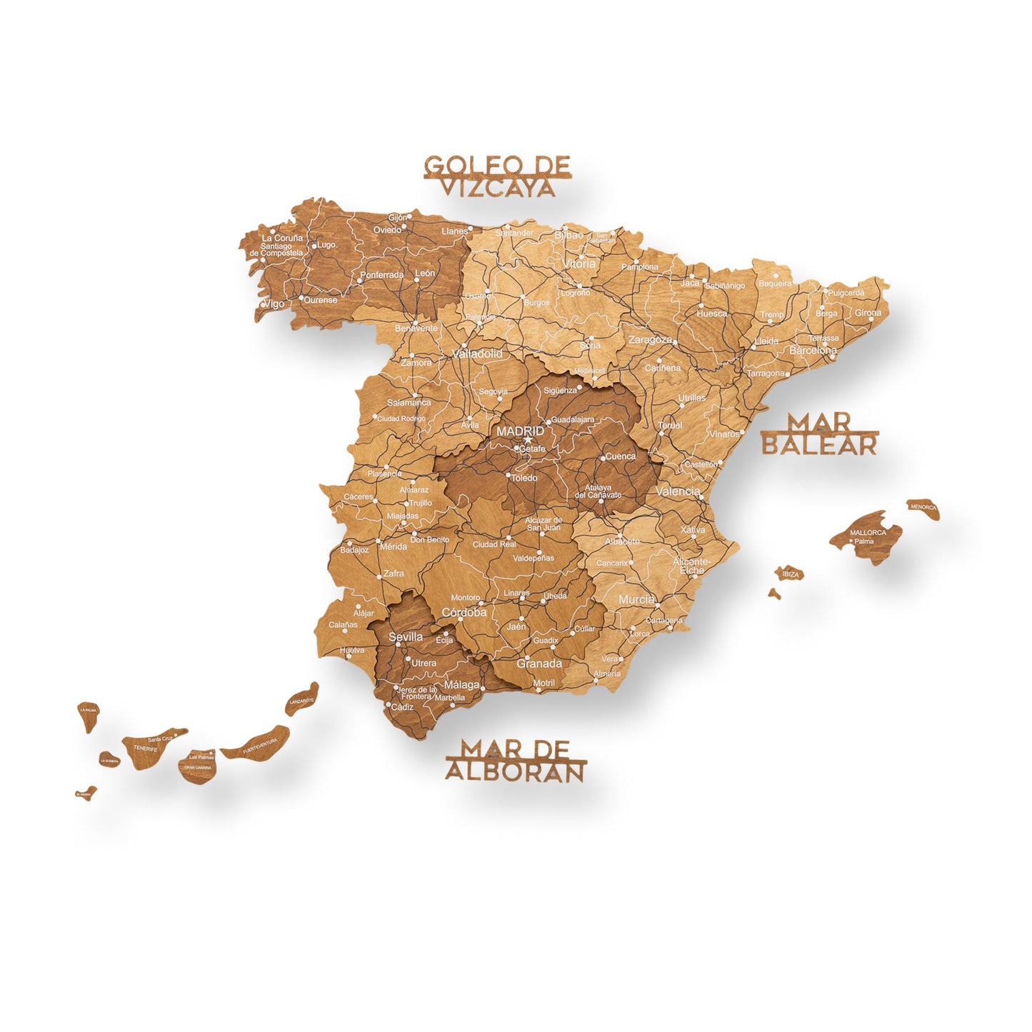 Wooden Map of Spain – Oak - Renee Lane Company