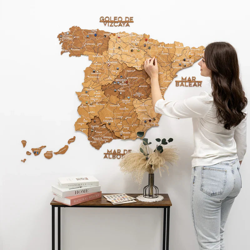Wooden Map of Spain – Oak - Renee Lane Company
