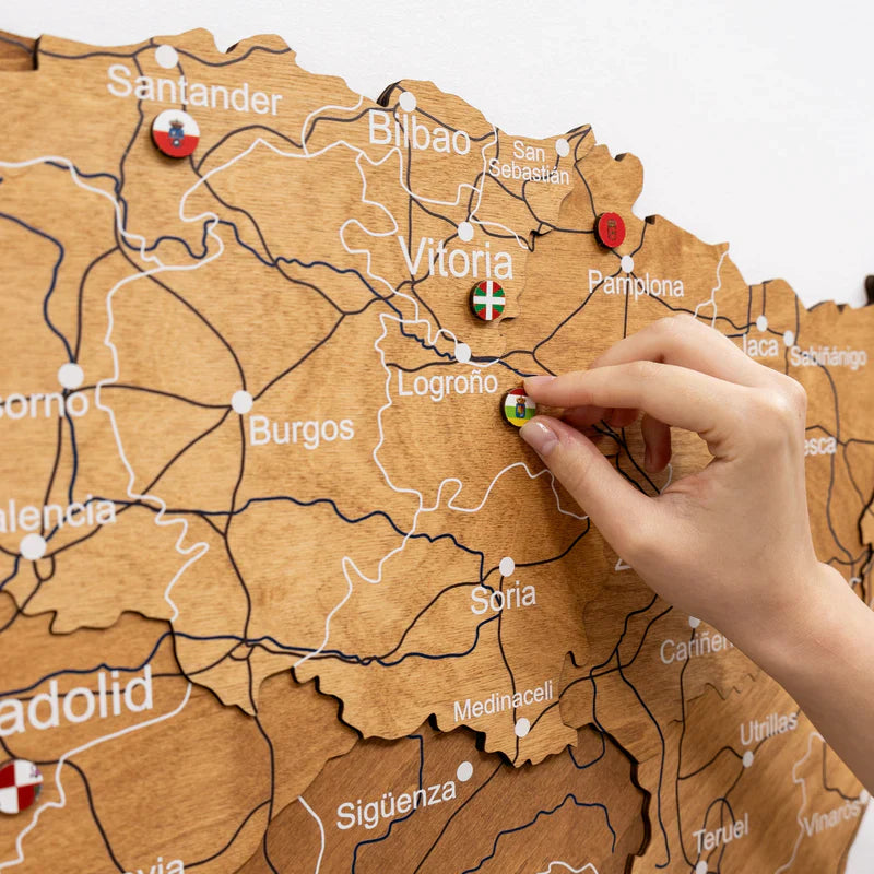 Wooden Map of Spain – Oak - Renee Lane Company